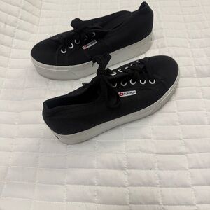 Superga platform Black Lace-Up Sneakers. 37